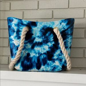 Blue Tie-Dye Rubber Tote Bag